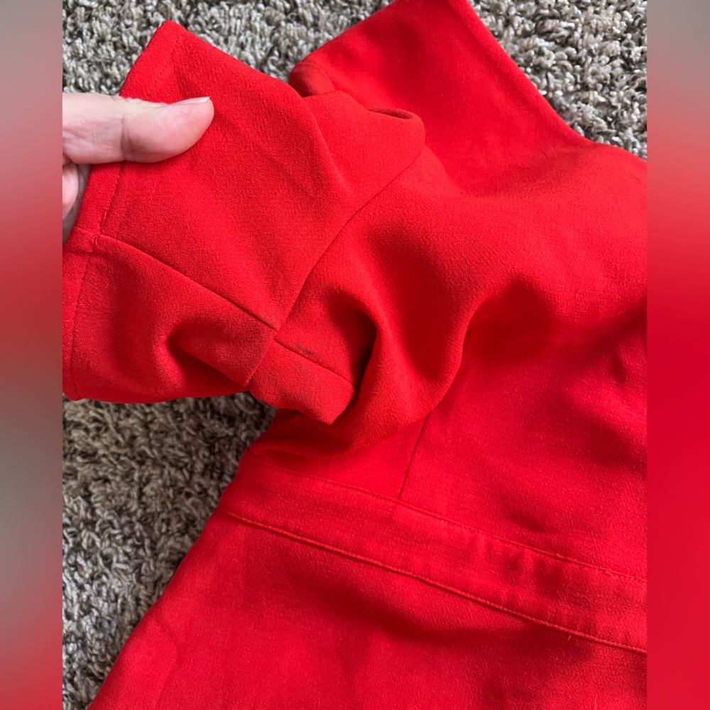 Dee Elly Red Wrap Front Jumpsuit Short Sleeve Side‎ Tie V-Neck NWT size large - Picture 7 of 7